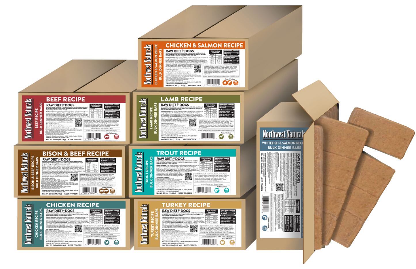 Northwest Naturals 25 lb. Box Meal Bars Frozen Food Dog